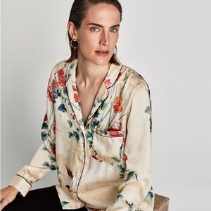 Floral Print Satin Blouse